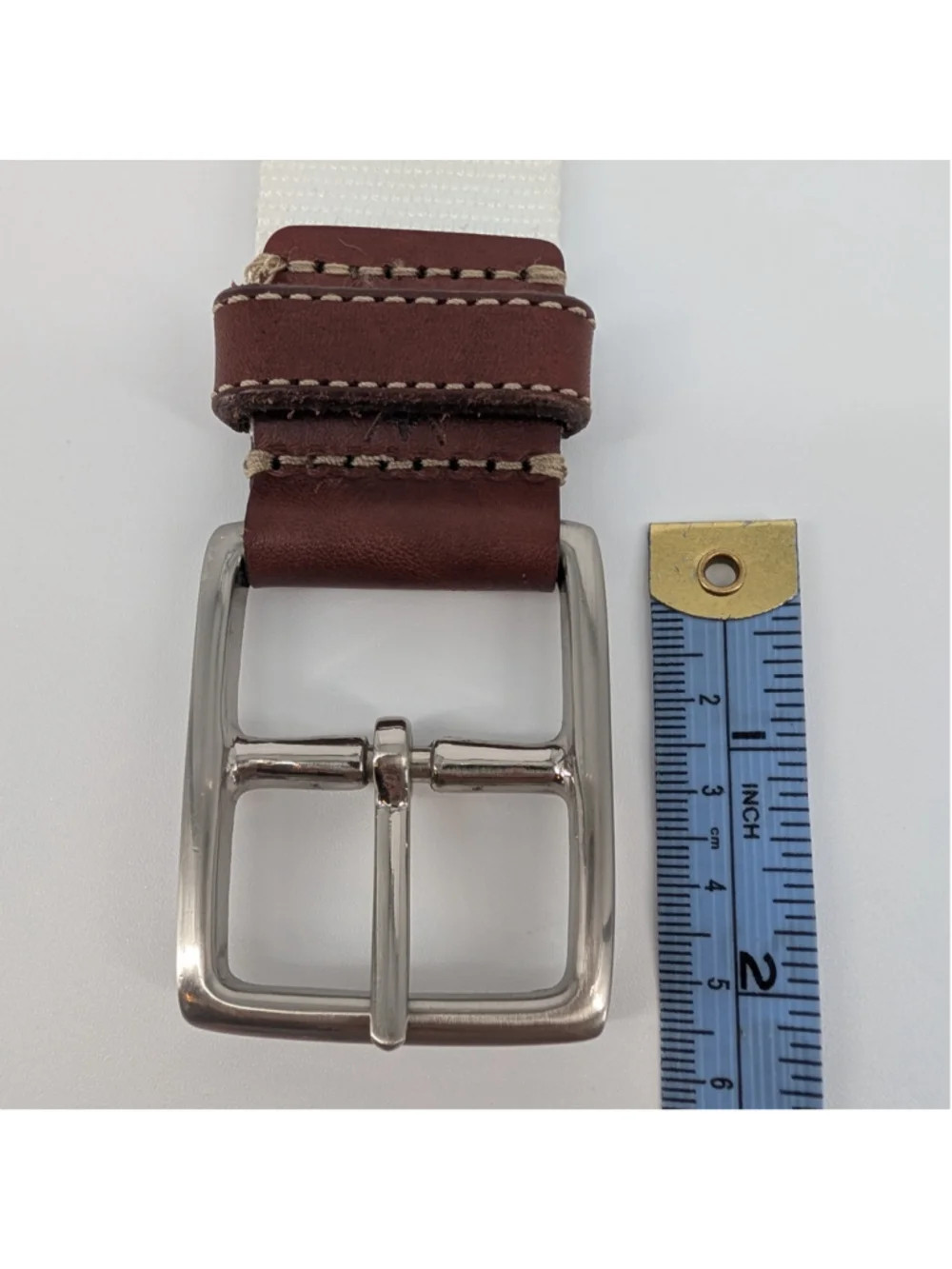 Martin Dingman Country Club White Webbing Belt Leather Trim Men’s 42 Golfcore
